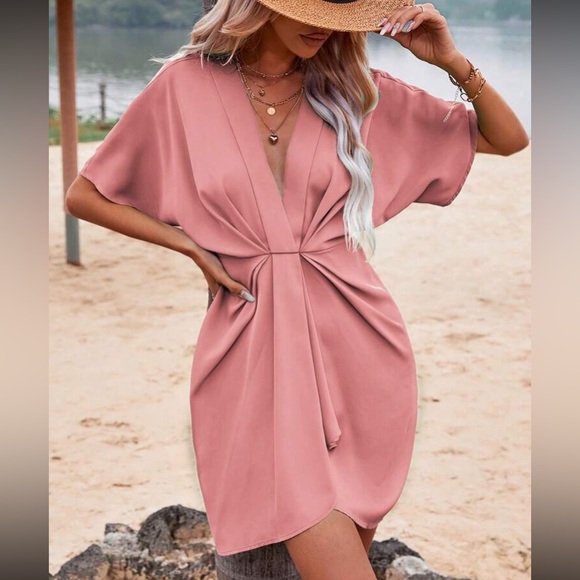 Boho batwing sleeve twist front dress - Picture 4 of 8